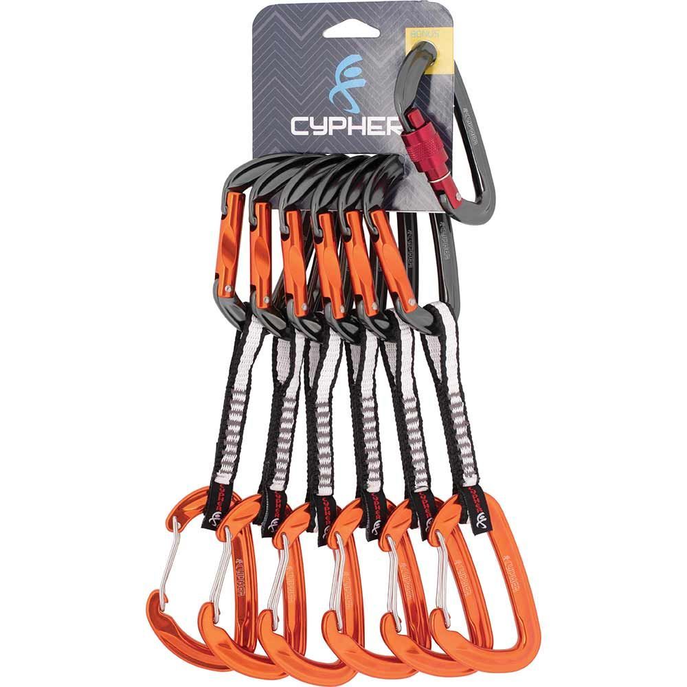 Cypher Firefly II Mix Draws – 6-Pack Half Rack Quickdraw Set (Free Locking Carabiner Included)