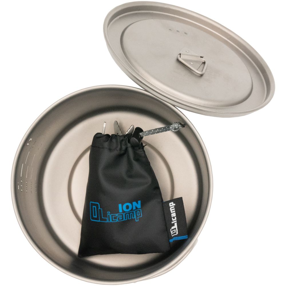 The Olicamp Ion Stove with Titanium Space Saver 900 Pot Combo